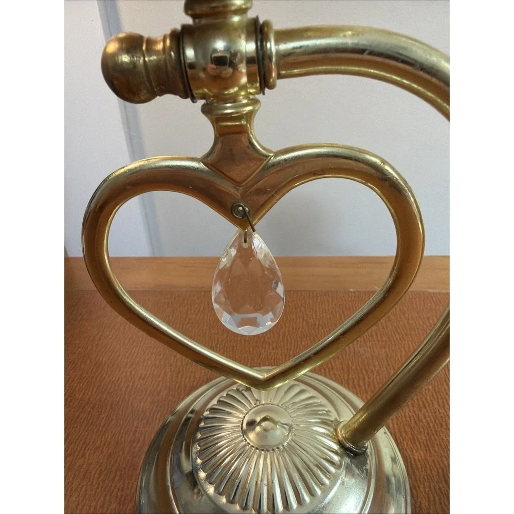 Vintage Brass Candle Holder Free Stand Or Wall Mounted Crystal Pendant 8